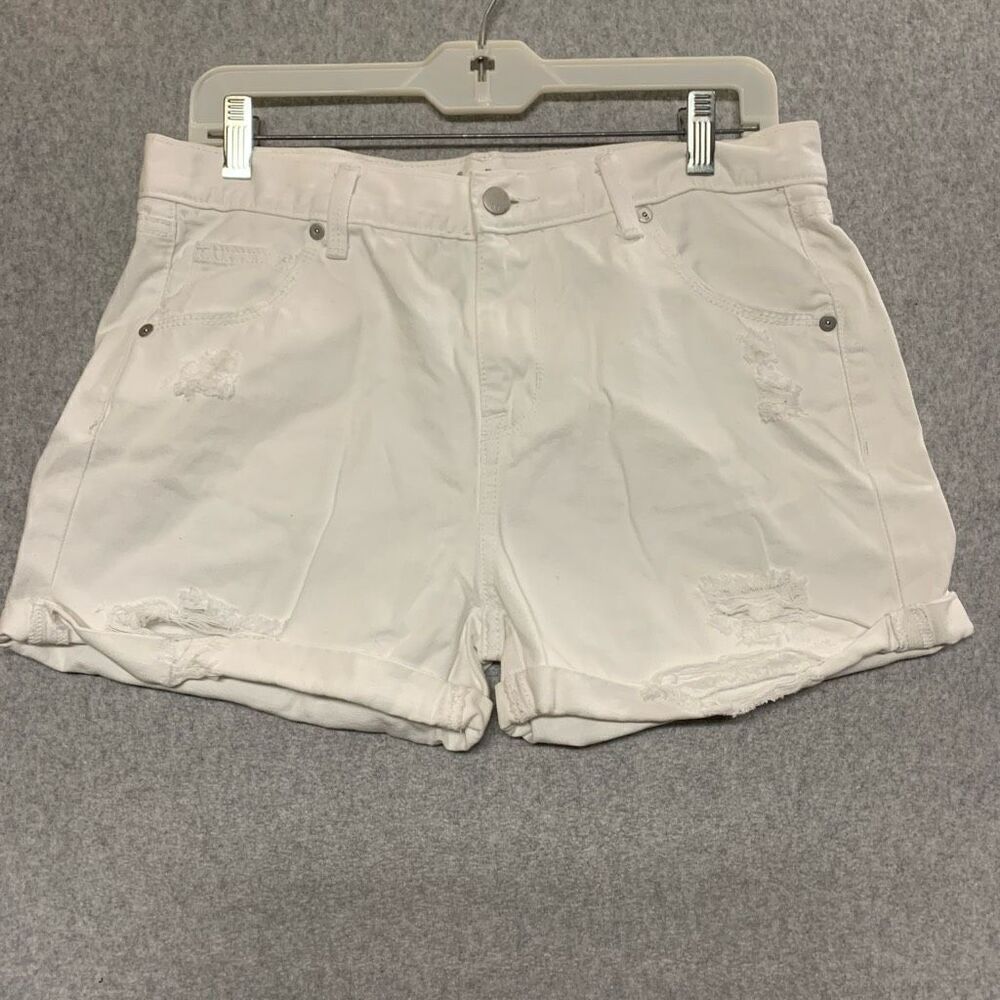 Mossimo Denim Boyfriend Midi Shorts Womens 6/28 White Distressed